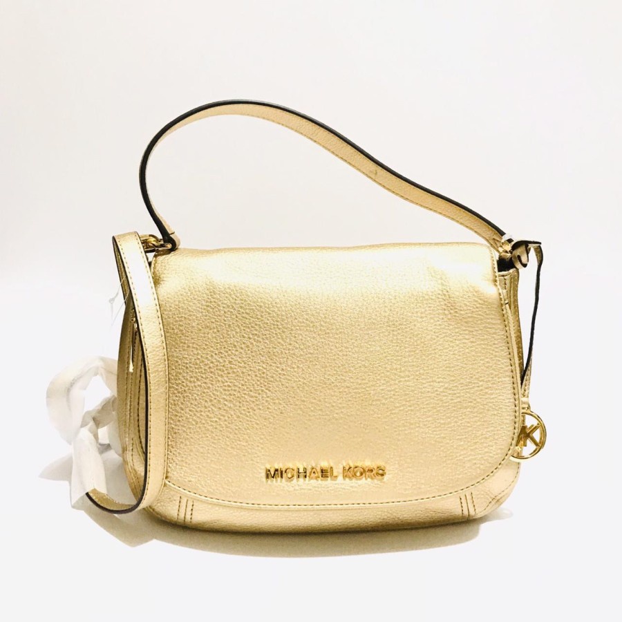 Tas michael kors bedford medium conv shoulder palegold asli