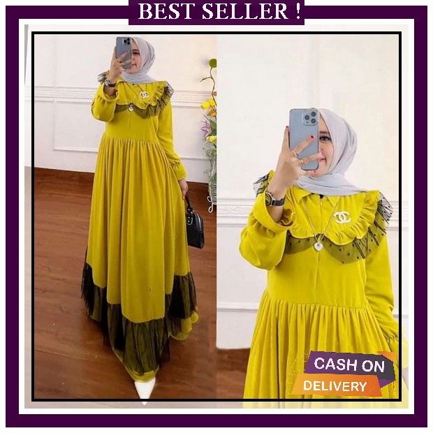 Bisa Cod' Ayunda Dress Busui Bahan Crinkle Premium Gamis Korea Wanita Terbaru 2022 Baju Muslim Kekin