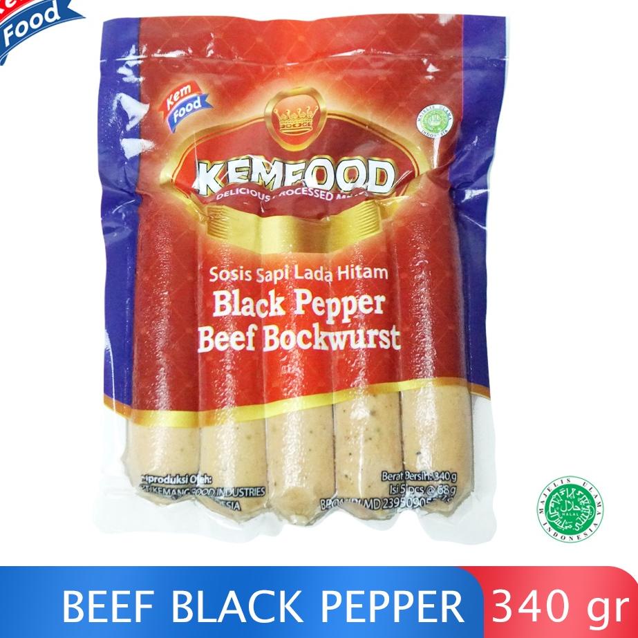 

>XC26619< Kemfood Sosis Sapi Black Pepper Beef Bockwurst - 340 gr