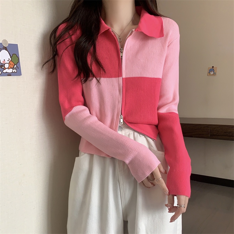 YIU YIU Rajut - Cardigan Rajut Crop Outer Korean Style Sweeter Crop Lengan Panjang