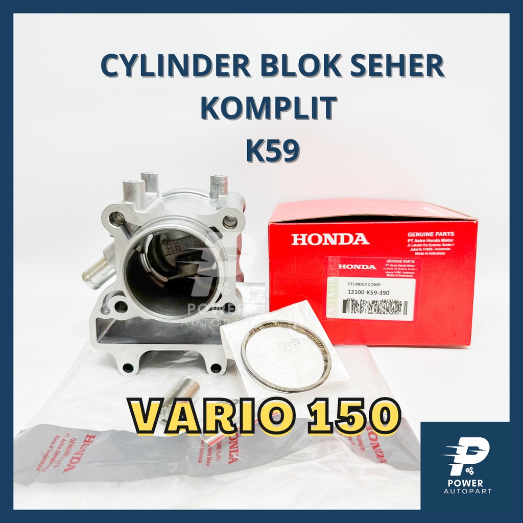CYLINDER BLOK SEHER + PISTON KIT SET KOMPLIT HONDA VARIO 150 KUALITAS ASLI ORIGINAL TINGGAL PASANG -