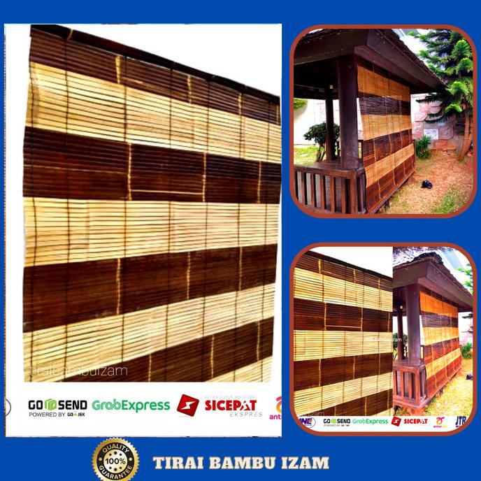 Tirai bambu/kere bambu kirai kerai bambu wulung motif natural 2mx2m