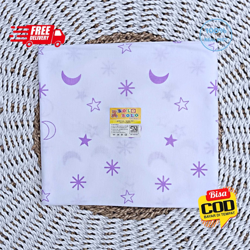 SALE 7.7 - 3 PCS Bedong Bayi Lilac Pernel Bayi ukuran 90x110cm Bolo-Bolo Serian LILAC