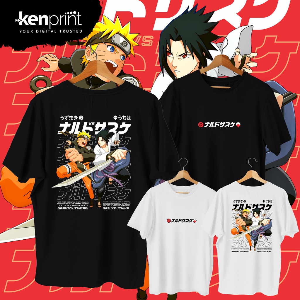 Kaos ANIME NARUTO SHIPPUDEN | NARUTO VS SASUKE | NON OFFICIAL | Cotton 30's Premium - Bayi, Anak, Re
