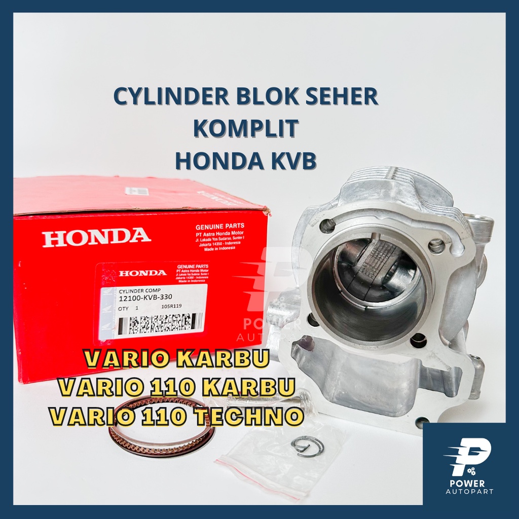 CYLINDER BLOK SEHER + PISTON KIT SET KOMPLIT HONDA VARIO KARBU, VARIO 110 KARBU / TECHNO KUALITAS AS