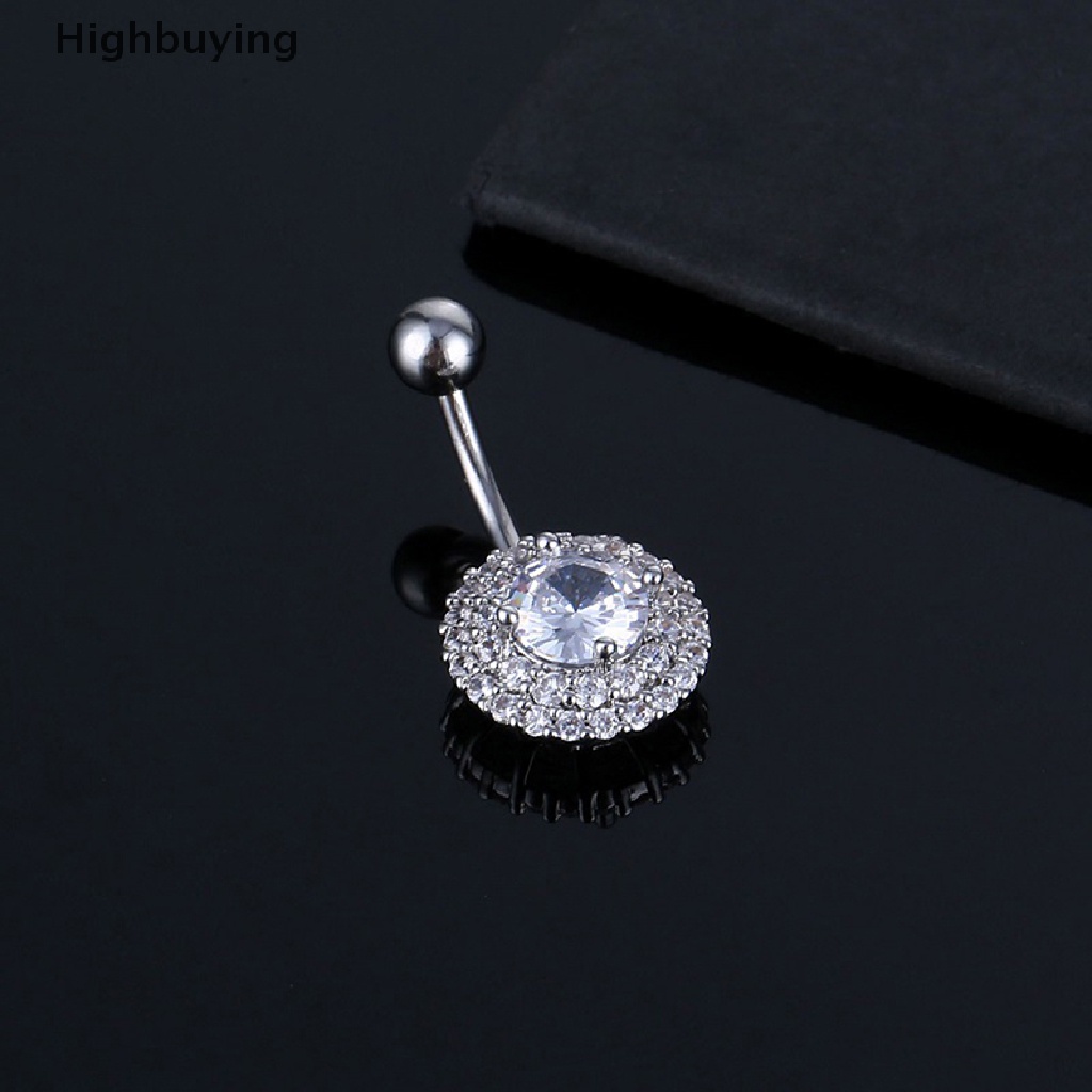 Hbid Dainsty Menjuntai Belly Button Rings Stainless Steel Pusar Zirkon Bunga Pusar Navel Ring Perhiasan Tubuh Seksi Glory