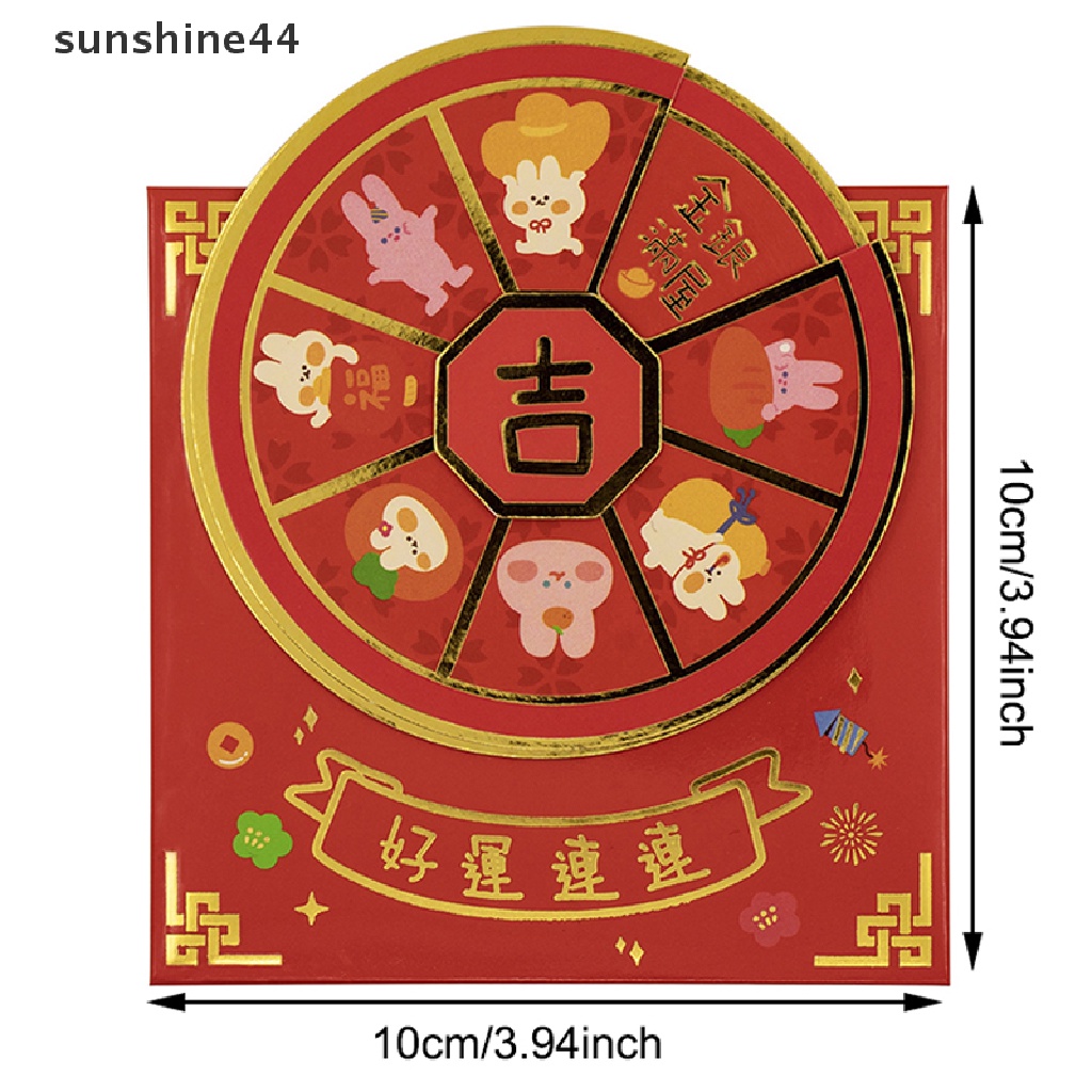 Sunshine 3pcs Amplop Merah Yang Dapat Diputar Kreatif Kartun Saku Merah2023Tahun Baru Hongbao.