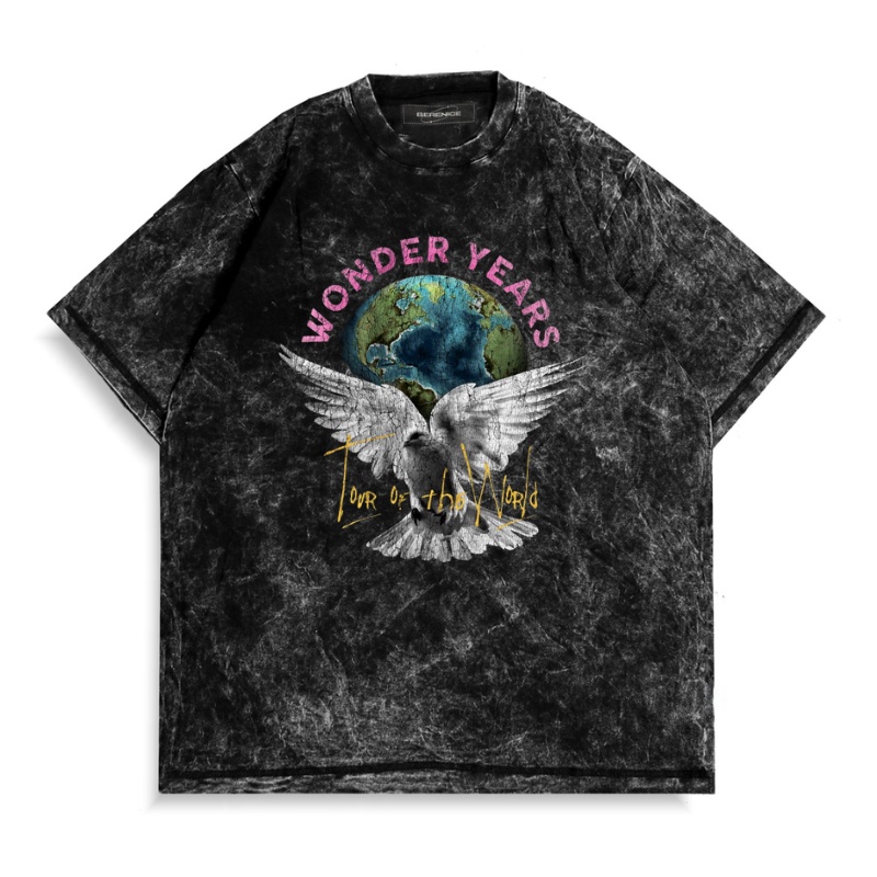 Kaos Oversize Washed Pria T-Shirt Sandwash Oversize Metal Wonder Years