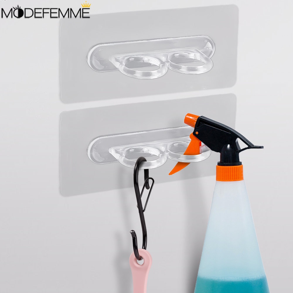 Double-hole Clear Hook Kamar Mandi Dapur Alat Penyimpanan Tahan Air Gantungan Kacamata Serba Serbi Organizer Rak Dinding Tempat Botol Beban Kuat Bantalan Rak