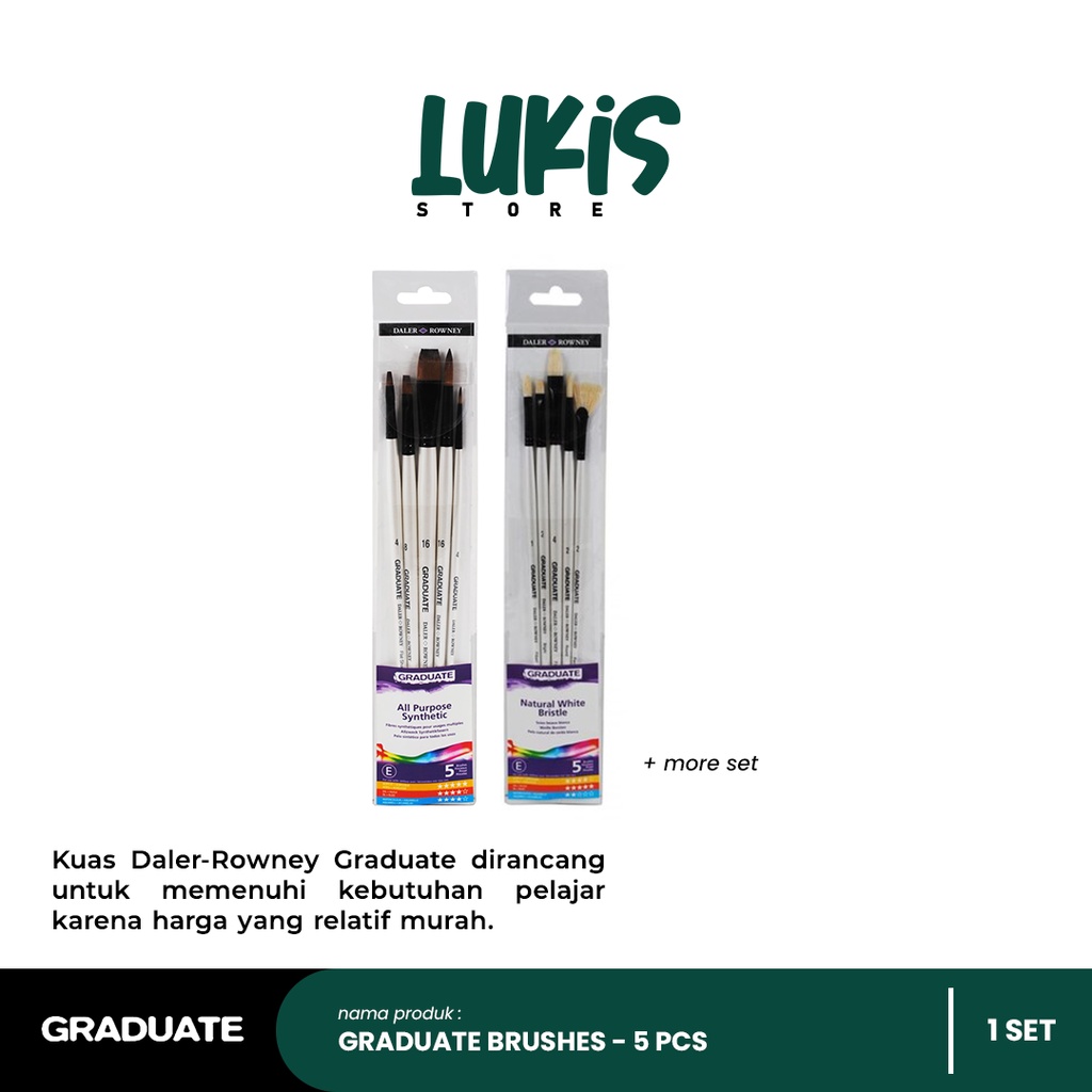 

Kuas Lukis GRADUATE Brushes SET | 5 pcs | Long Handle