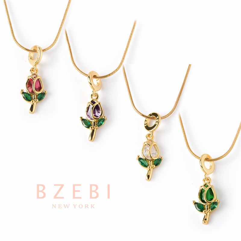 Bzebi Kalung Emas 18k, Kalung Baja Titanium, Kalung Liontin Berlian, Anti Karat, Aksesoris Fashion Wanita, Perhiasan Gaya Korea Hadiah Ulang Tahun Dengan Kotak Eksklusif 1115n