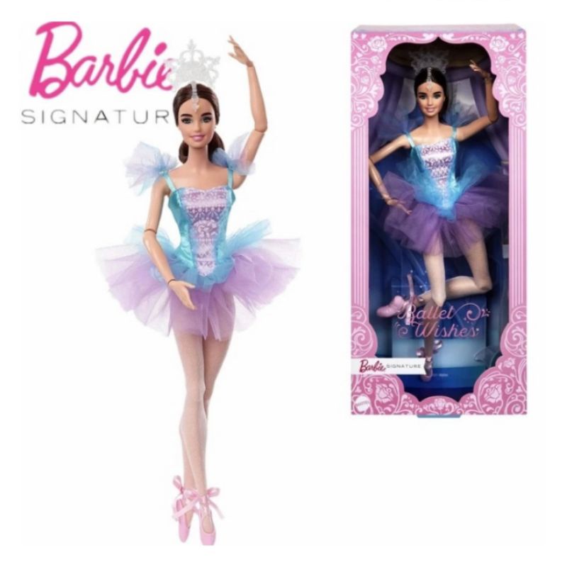 Boneka Barbie Signature Made to Move Ballerina Wishes Brunette Doll