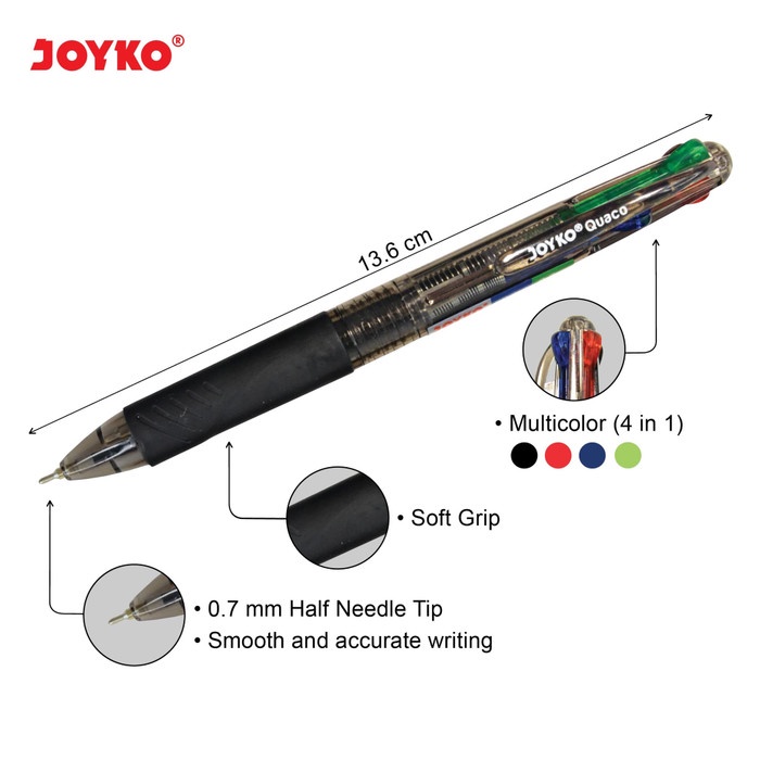 Ball Pen / Pulpen / Pena Joyko BP-213 / Quaco / 0.7 mm / 4 Warna