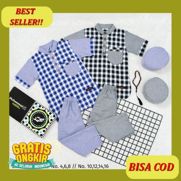 Setelan Kaos Kurta Casual Anak Laki-Laki Terbaru Usia 3-12 Tahun - Set Kurta Amir Set Kemeja Koko An
