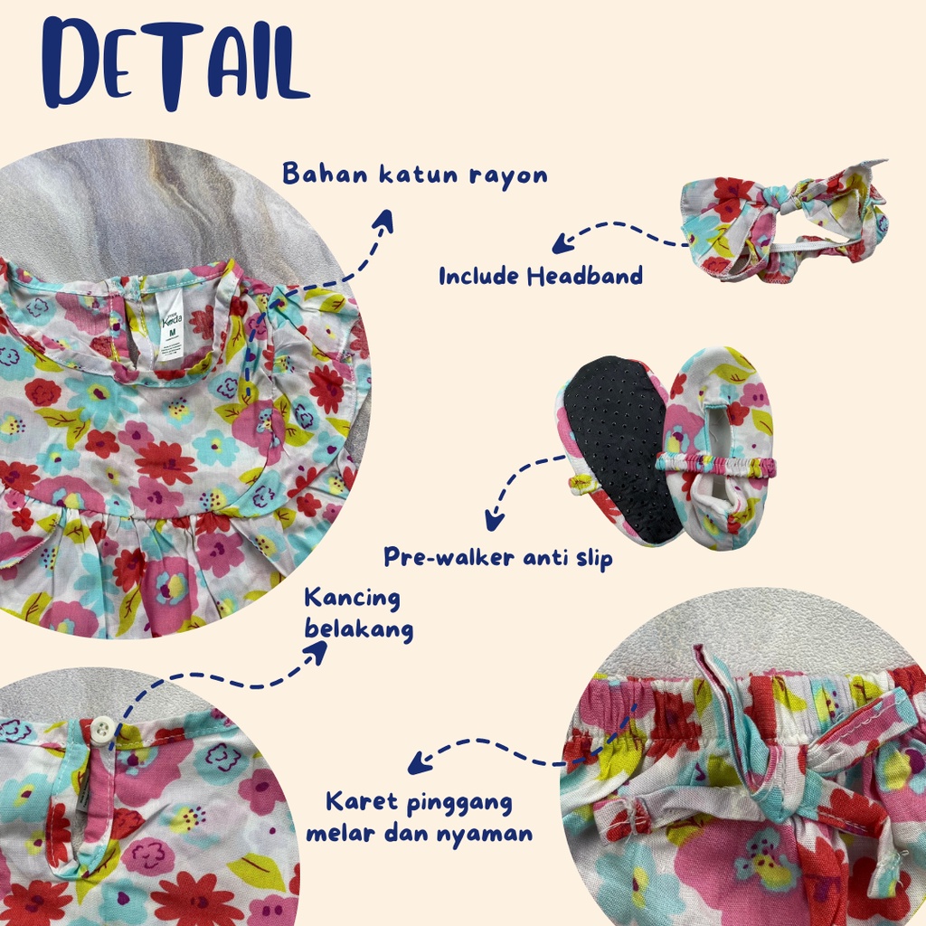 3-18 BLN SETELAN BAYI PEREMPUAN SIENNA FREE SEPATU DAN HEADBAND SET BAYI BY LITTLE KODA (SNI)