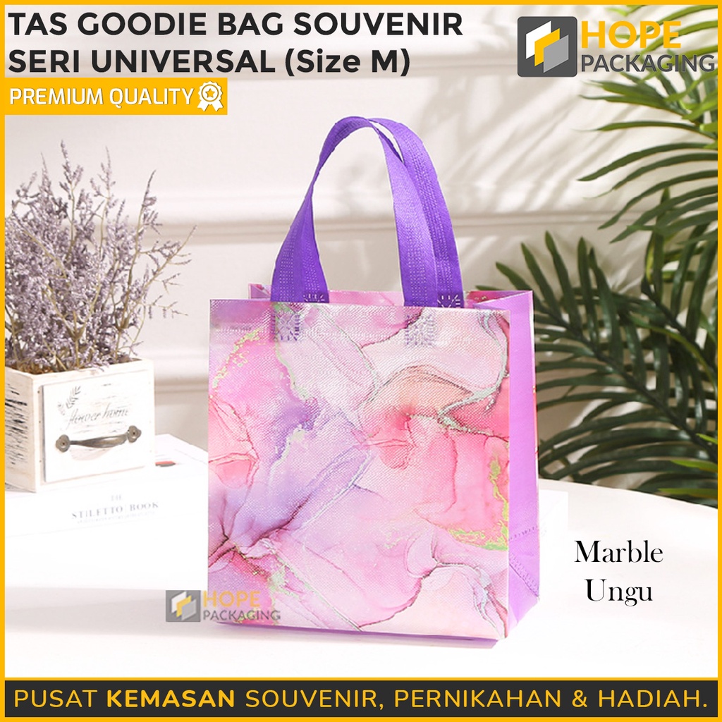 Tas Goodie Bag Souvenir M 23x22x11cm Marble / Kuda poni / goodiebag Serbaguna / Souvenir / Ultah bag / Ulang tahun motif Marble