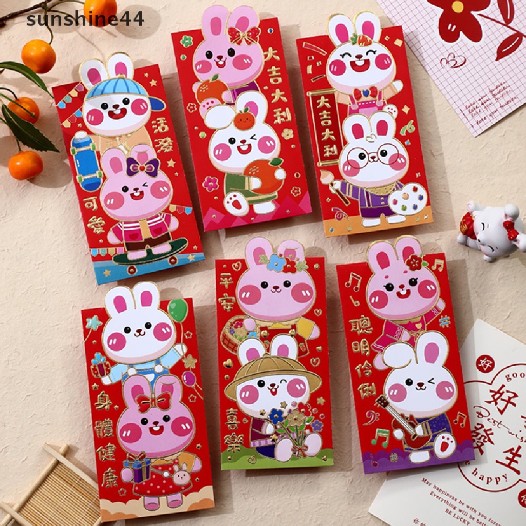 Sunshine 6Pcs Kreatif Tahun Baru Amplop Merah Hongbao Chinese Spring Festival Red Pocket.