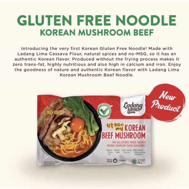

Ladang lima korean mushroom beef noodle bebas glutten aman untuk diet