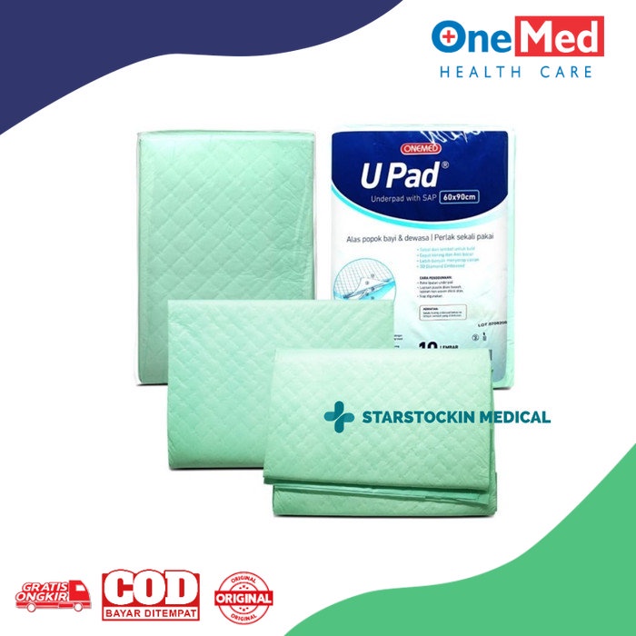 U Pad 60 x 90 cm Perlak Underpad Onemed Alas Popok Bayi Dewasa Isi 10