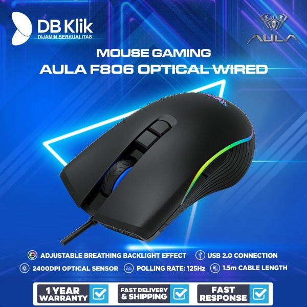 Mouse Gaming AULA F806 Optical Wired 2400DPI RGB Backlight - AULA F806