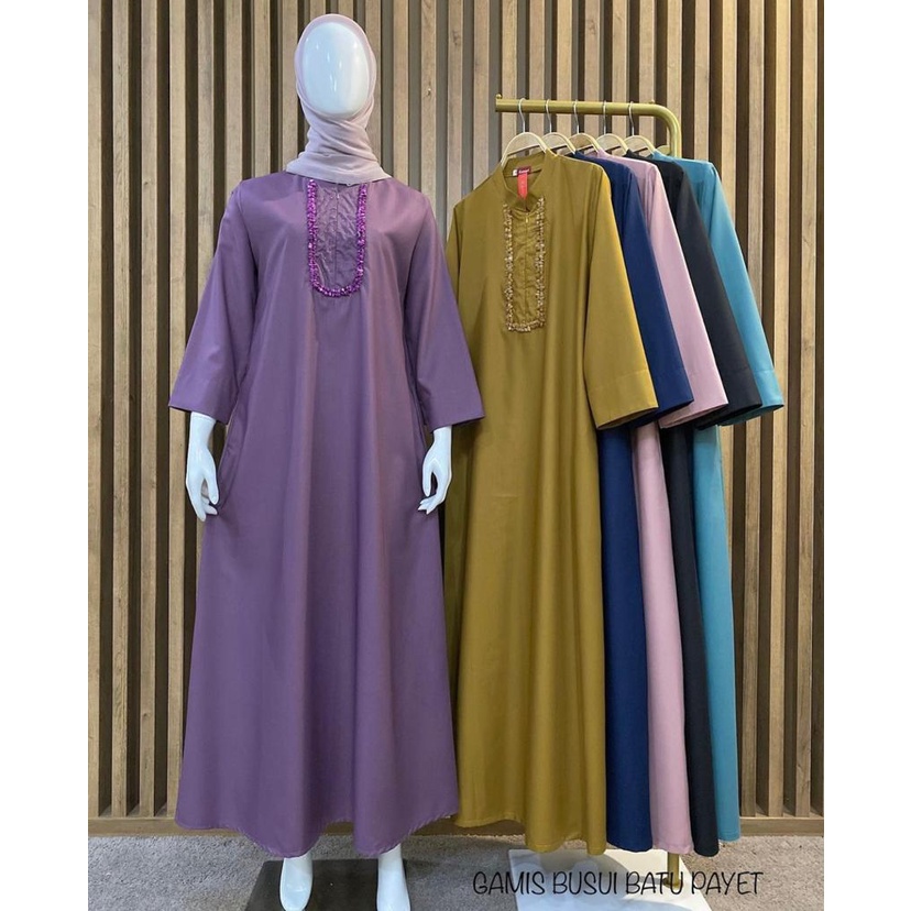 Gamis wanita terbaru kekinian / Gamis busui batu payet ori kamari / Gamis batu payet katun toyobo fo