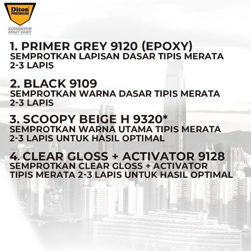 Pilok Pilox Cat Semprot DITON Premium Scoopy Beige 9320 Tiramisu/Krem Coklat 400cc Cat Semprot Diton Tahan Bensin