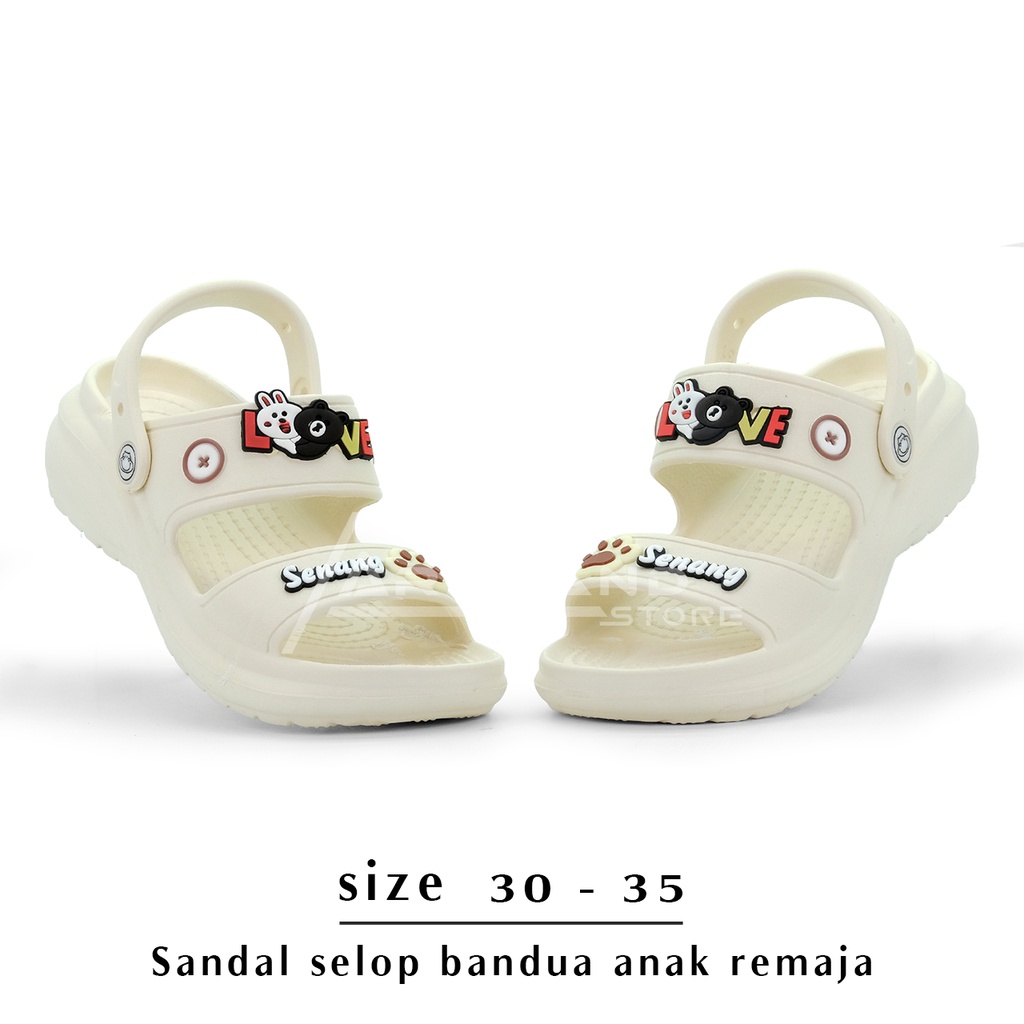 Arthand - Sandal Slop Wanita Ban Dua Anti Slip Elastic Empuk Tali Belakang Motif Lucu