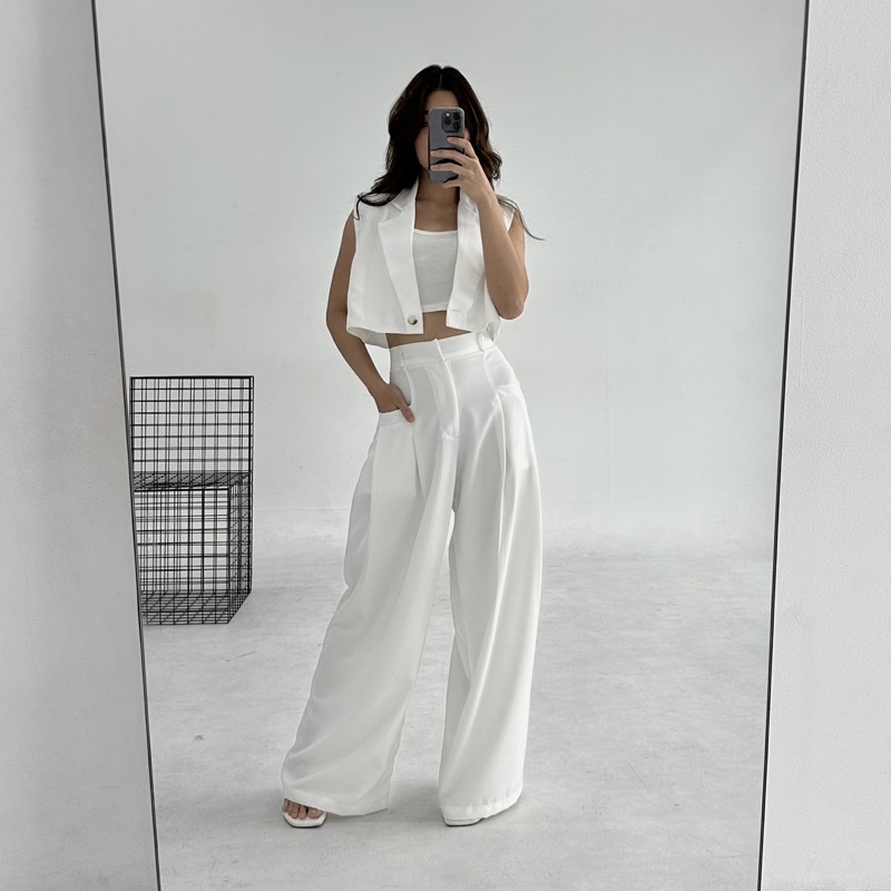 GOUW PANTS - Celana Panjang Wanita Wide Highwaist Pants Basic Korean Long Trousers Murah Posha