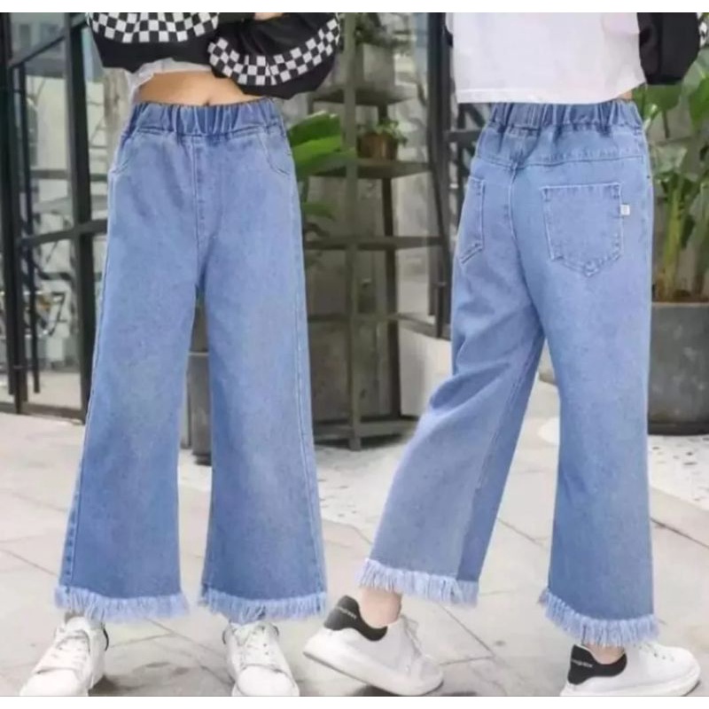 KULOT JEANS RAWIS ANAK tanggung 7-15 tahun-Biru snow