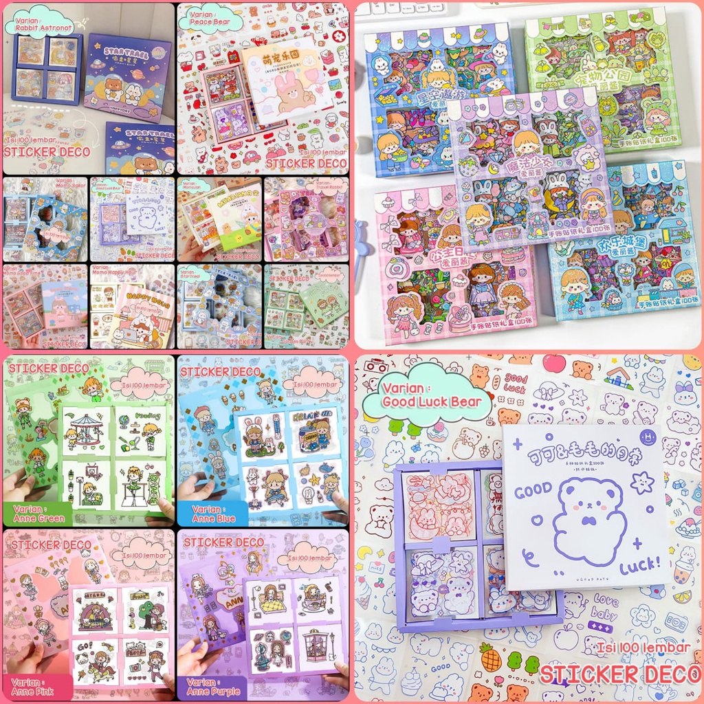 Isi 100 Lembar Sticker Journaling Aesthetic Momo Stiker Dekorasi Buku Diary Journal Catatan Harian