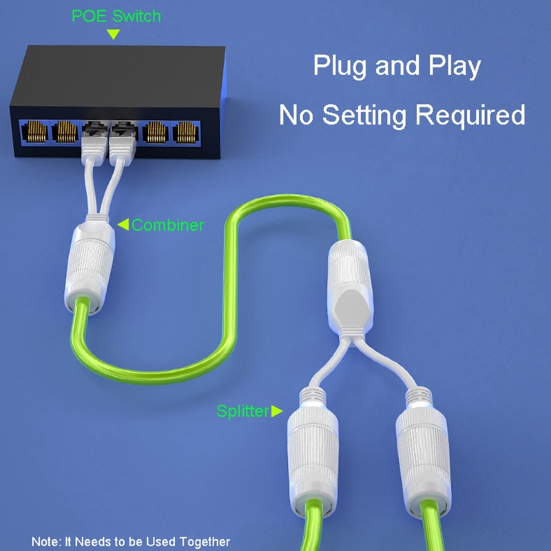 Zzz Upgraded POE Splitter 2-in-1 Cabling Connector Konektor Tiga Arah Cocok Untuk Pasang Kamera Keamanan Tahan Lama-