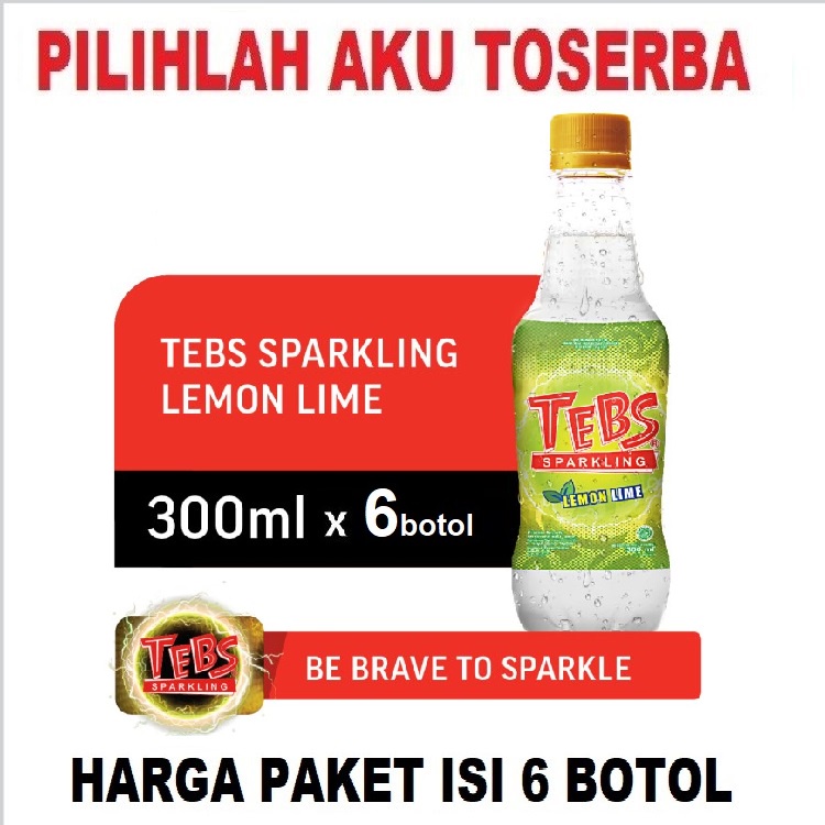 TEBS PET Sparkling LEMON LIME 300 ml - ( HARGA 6 botol )