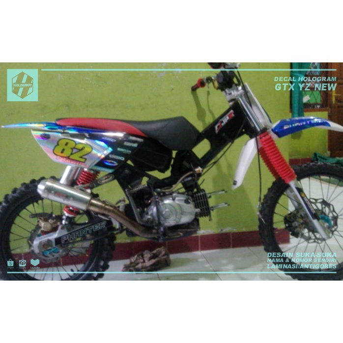 DECAL HOLOGRAM BEBEK STANDAR (001) DEKAL STIKER PELANGI STICKER BUNGLON GTX YZ 85 NEW BIRU HITAM PUT