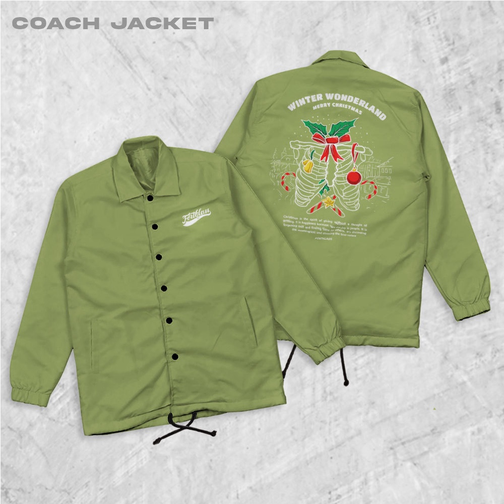 Fortglass CHRISTMAS BONE Coach Jaket Polos Pria Jaket Parasut Unisex Coach Pria Lengan Panjang