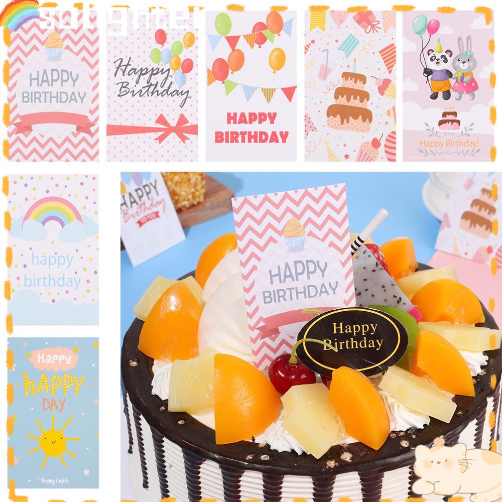 Solighter 30PCS Paket Kartu Happy Birthday Insert Bungkus Kado Undangan Cardstock Kartun Hewan