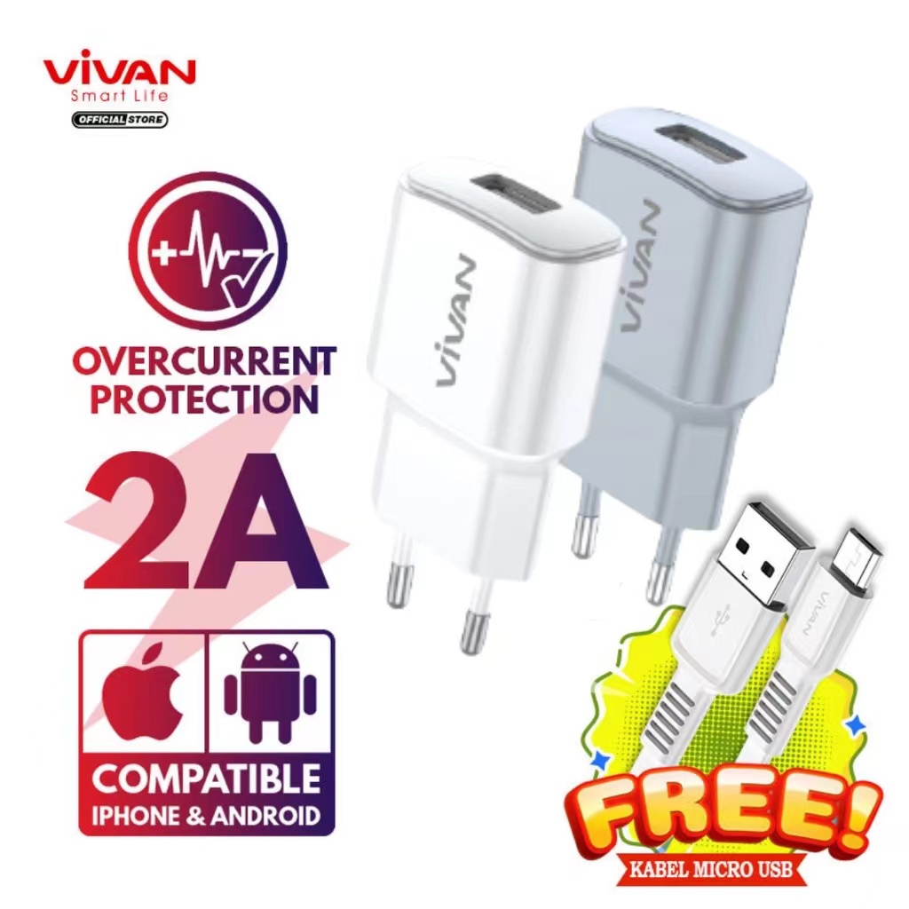 Charger VIVAN Power Oval 2 Original 2A Quick Charging Fast Charging - Garansi Resmi 1 Tahun
