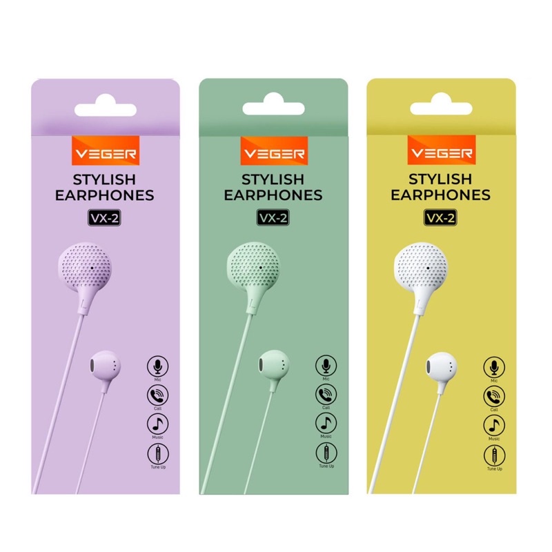 VEGER Headset / handsfree / earphones VX-2 Colorfull Extra Bass With Mic Original