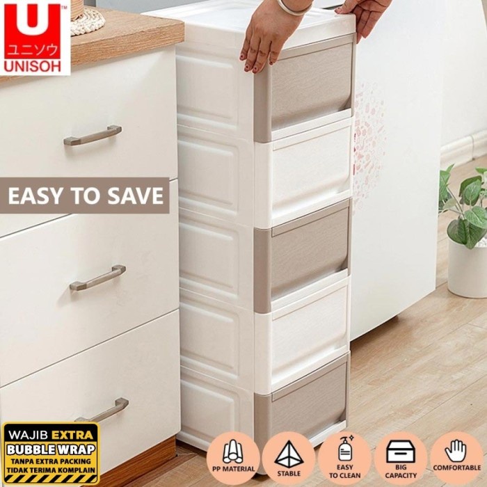 Lemari Unisoh Lemari Plastik Pakaian Serbaguna Laci Susun Drawer Cabinet