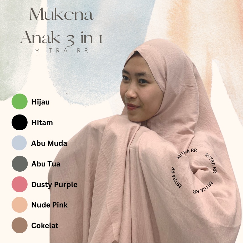 Mukena Anak French 3in1 Crinkle/ Mukena Anak SMP-SMA / Mukena Remaja Tanggung Terbaru 2023 / Mukena Lesty