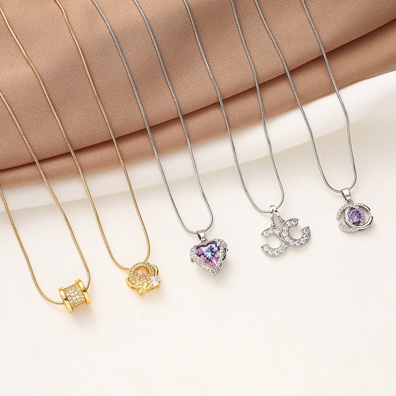 XiaoboACC Korea Fashion Micro Inlay Zircon Love Kalung Liontin Pinggang Kecil - 50CM