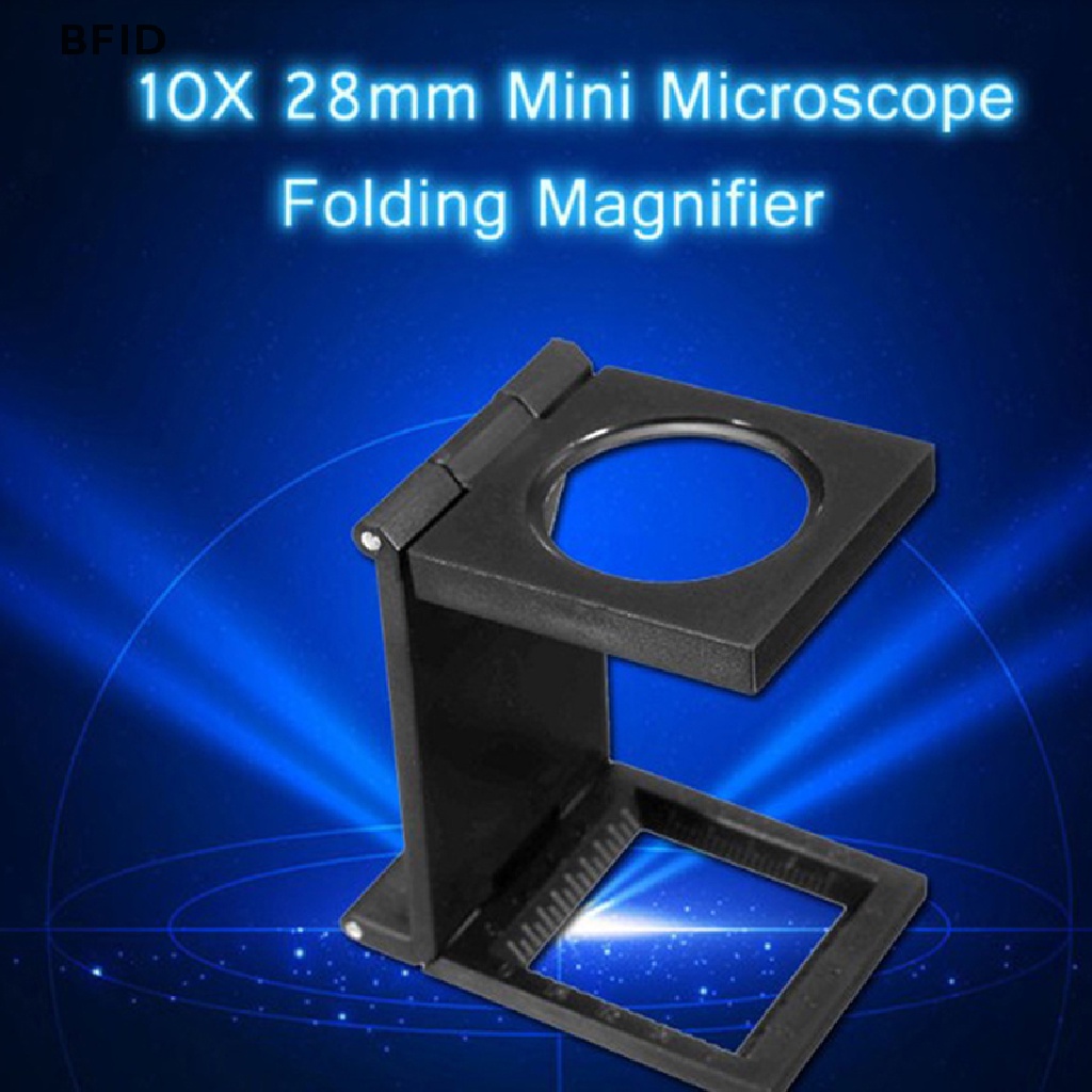 [BFID] 10x 28mm Folding Magnifier Stand Loupe Dengan Skala Untuk Alat Kaca Optik Tekstil [ID]