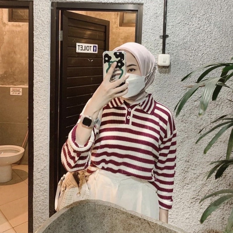 BEFAST - ZEC OOTD LONGESLEEVE DINA / RJT Silvana Sweater / Fashion Casual Wanita Ala Style Korean / Sweater Rajut Terlaris / Atasan Wanita Lengan Panjang / Sweater Rajut Terbaru / Pakaian Kekinian Remaja ABG Trendy / Sweater Motif Garis-Garis