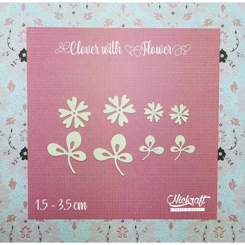 

CLOVER WITH FLOWER - Bahan Scrapbook Bunga Kertas Paper Flower Floral