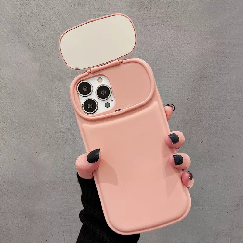 Warna Macaron Ins Makeup Cermin Kamera Perlindungan Ponsel Case Untuk iPhone 14 Pro 13 12 11 14 Pro Max XR XS Max X Lembut Silikon Cover Casing