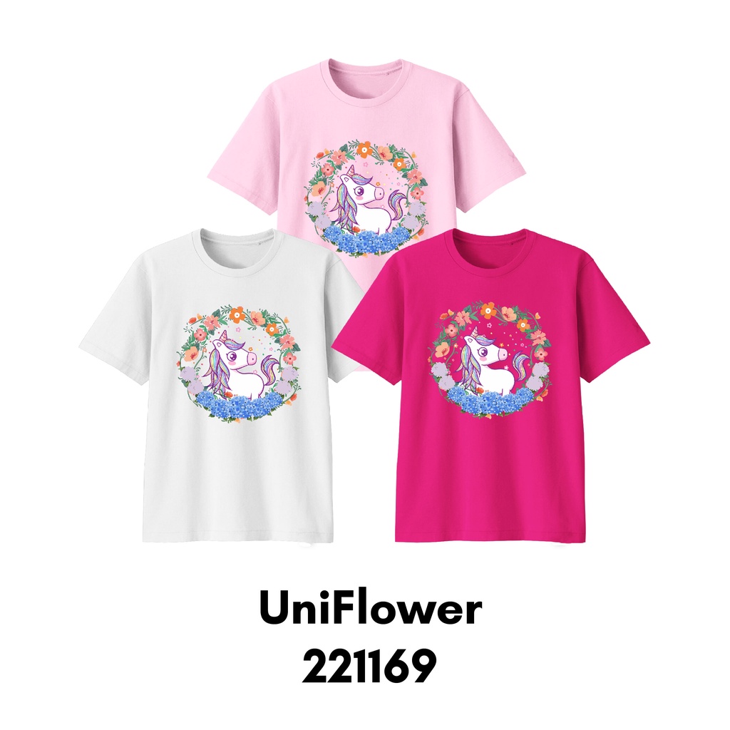 Kaos Anak Perempuan Unicorn Rainbow Series Size Bayi Sampai Dewasa Bigsize Bahan Katun Combed 30s