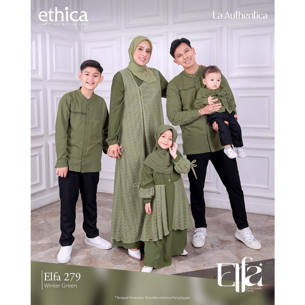 [ SALE ] SARIMBIT 2023 ETHICA  ELFA 279 WINTER GREEN  MEWAH JUMBO KOKO AYAH ANAK GAMIS IBU ANAK XS -