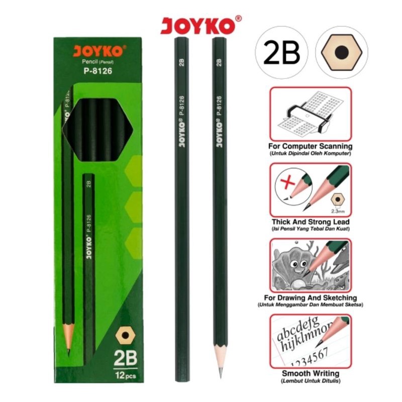 Pensil Joyko 2B P-8126 Grosir 12 Pcs