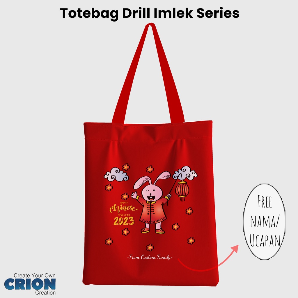 Totebag Imlek Sincia Bisa Custom Tulisan/Ucapan untuk hampers crion