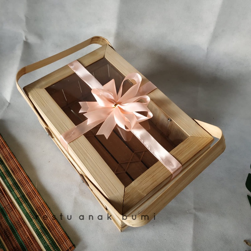 Box kue Packaging Premium qualiti mika kaca transparan blicing  20x30cm kotak seserahan hampers unik
