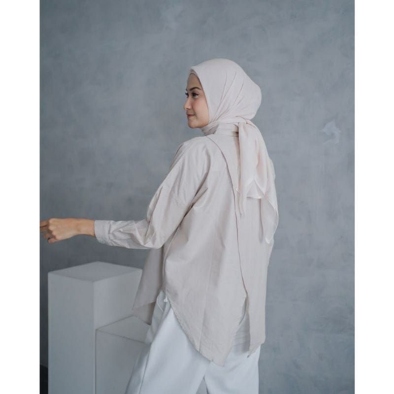 Kemeja Lengan Panjang Nelka Linen Oversize Wanita Premium LD 120 || Linen Shirt || Atasan Wanita Lengan Panjang